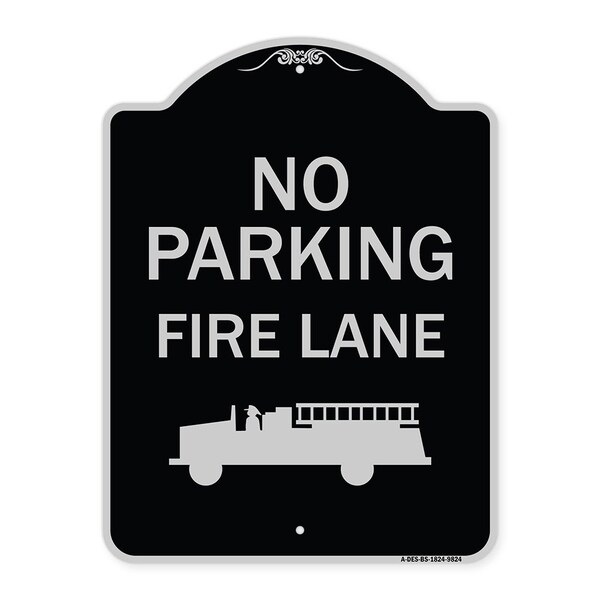 Signmission Designer Series-No Parking Fire Lane, Black & Silver Heavy-Gauge Aluminum, 24" x 18", BS-1824-9824 A-DES-BS-1824-9824 - main